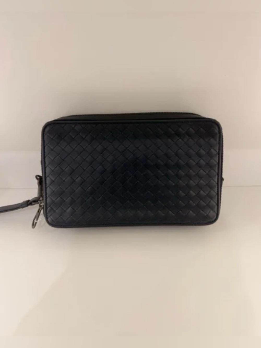 Pre Owned Bottega Veneta Woven Toiletry Wristlet Bag